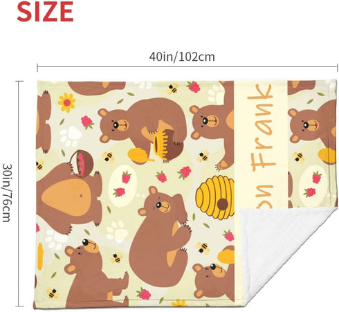 SIMIEEK Personalized Baby Blankets Gifts with Name, Custom Baby Boys Girls Bear Blankets Customized Name