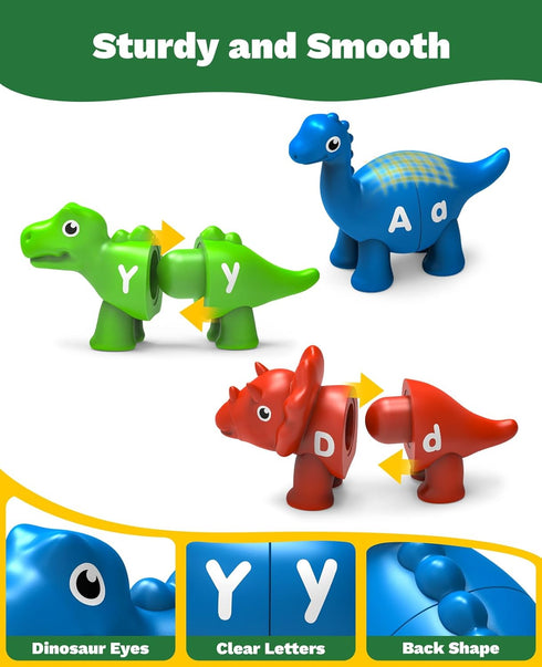 26PCS 18M+, 3 4 5 Dinosaur Alphabet Learning Toys for Montessori Educational Toys for Year Old, Toddlers Preschool