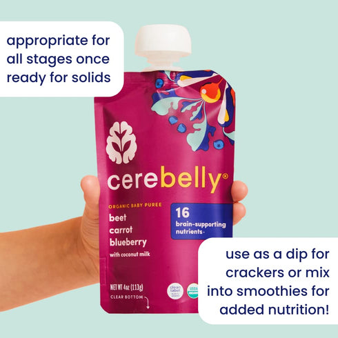 Cerebelly Baby Food Pouches, Organic Kale Sweet Potato Apple, 4 oz, Pack of 6, Healthy Toddler Snacks