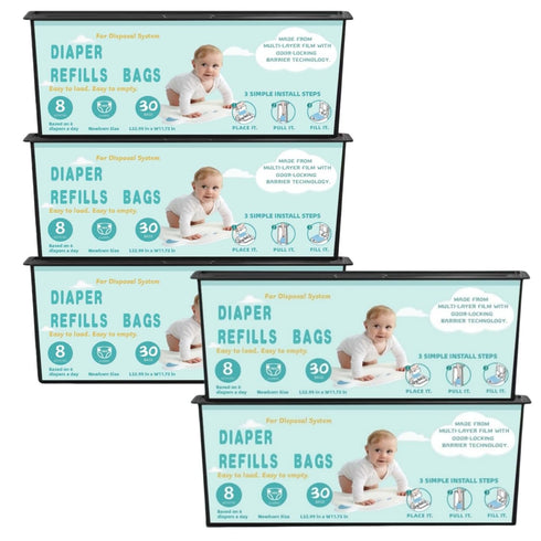 Chariholis Diaper Pail Refills Bags with 30 Bags Compatible with Genie Easy Roll