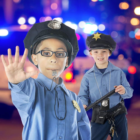 3 Otters 6PCS Police Pretend Play Toy Set, Cop Accessories, Metal Handcuffs for Kids