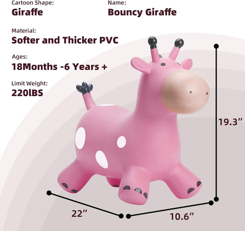 EVERICH TOY Giraffe Bouncy Horse Hopper for Toddlers, Inflatable Jumping Horse, Hopping Toys Gifts for Boys and Girls