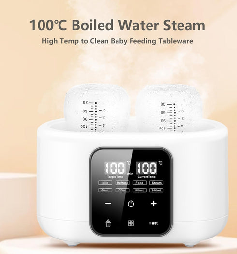 5-in-1 24H Double Baby Bottle Warmer All Bottles, Fast Breastmilk Warmer Water Bath Heating Constant Warming, Heat Baby
