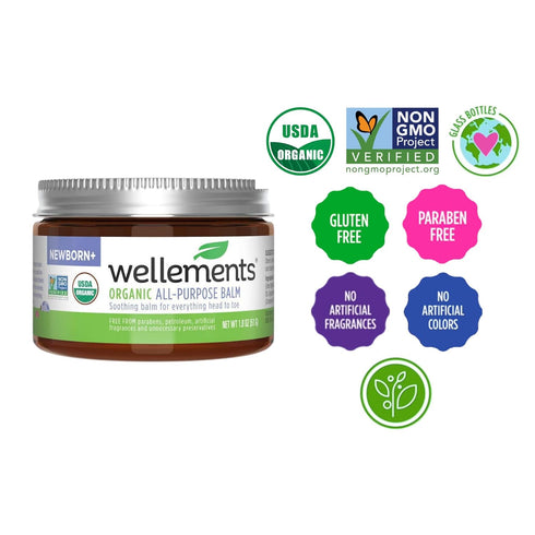Wellements Organic All Purpose Balm for Babies and Kids, Gentle Ointment for Sensitive Skin, 1.8 Fl Oz