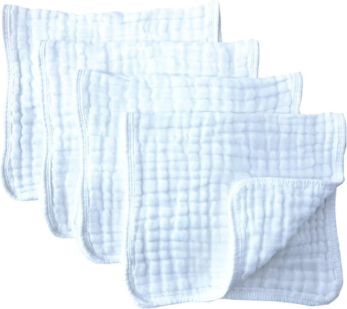 Synrroe Muslin Burp Cloths 4 Pack - Large 20" by 10", 100% Cotton, Extra Absorbent and Soft