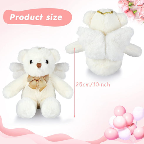 Angel Bear Plush Stuffed Animal with Wings, 10 Inch White Bear Doll for Boys & Girls Birthday Gift