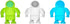 OOLY Astronaut Erasers Set of 3, 1.75" Tall - Blue, Green, White Novelty Erasers for School, Home, Office, Speech