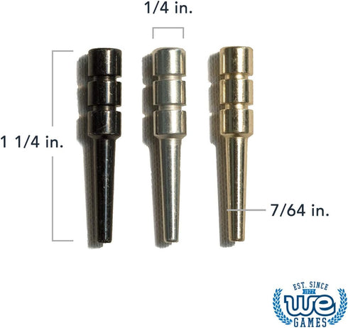 WE Games King-Sized Ultimate Cribbage Pegs - Set of 6 (2 Brass, 2 Silver, 2 Black)