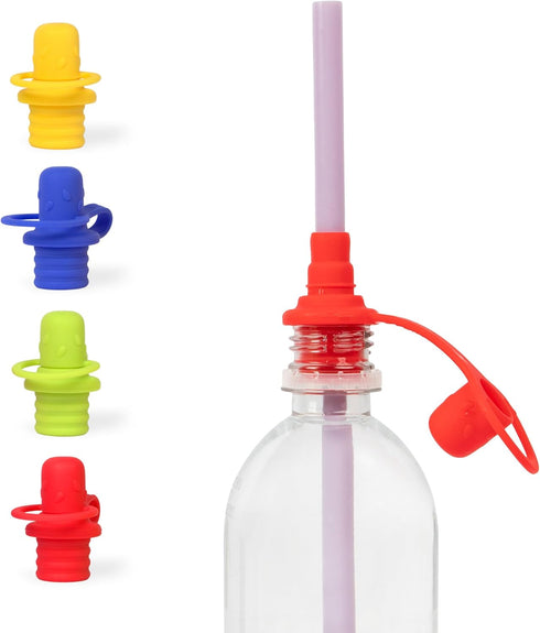 4 Pack Spill-Proof Water Bottle Spout Adapter for Kids - Water Bottle Adapter Toddlers and Adults - BPA Free Water
