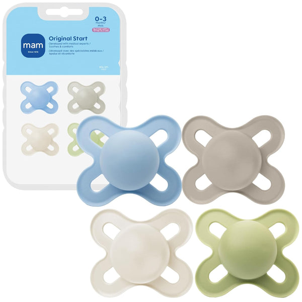 MAM Original Start Baby Pacifiers 0-3 Months, BPA-Free Skin Soft Silicone Nipple,