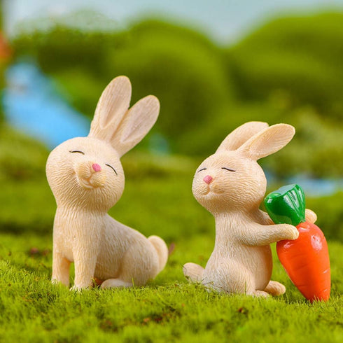 7 Pcs Rabbit Figures Miniature Figurines Collection for Kids, Animal Toys Set Cake Toppers, Christmas Birthday Gift