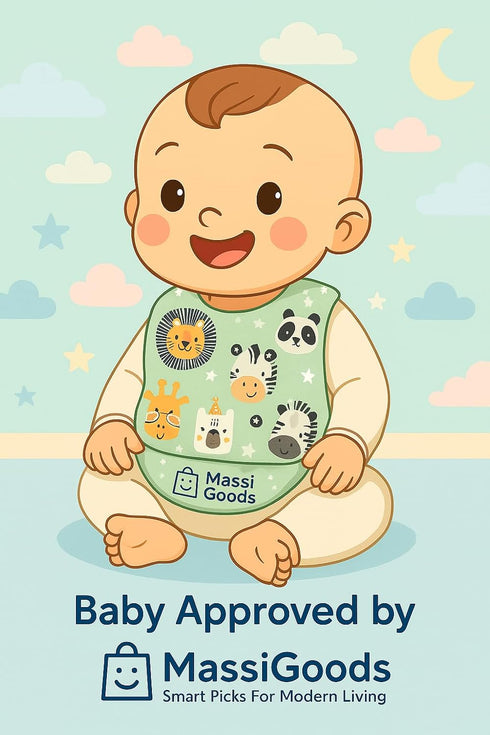 MassiGoods Disposable Baby Bibs Waterproof & Skin-Friendly | 20 Pack Perfect for Travel,