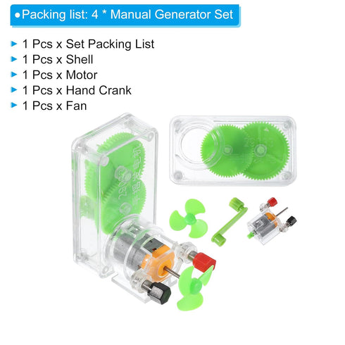PATIKIL DIY Generator Motors Set, 4Pcs Mini Hand Cranked Power Generator Kit for Science Projects