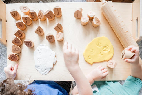 Set Alphabet Playdough Stamps for Kids - Lowercase Letter Stamp - ABC Toddler Clay Dough Stampers