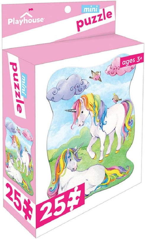 Playhouse Rainbow Unicorns 25-Piece Die-Cut Shaped Mini Puzzle for Girls