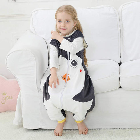 MICHLEY Toddler Sleeping Sack with Feet - Newborn Infant Sleeveless Sleeping Bag, 2-Way Zipper, Penguin, 3-5T
