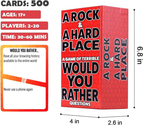 A Rock & A Hard Place Would You Rather - Card Game for Adults, Party Games for Game Night