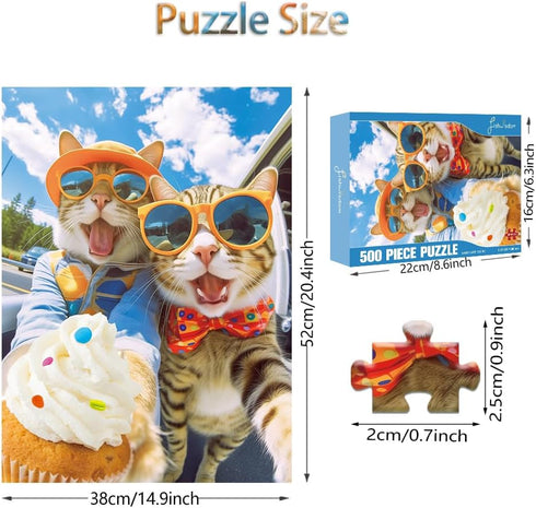 500 Pieces Jigsaw Puzzles - Happy Gift Idea for Adults, Teens, and Kids - Cats Selfie