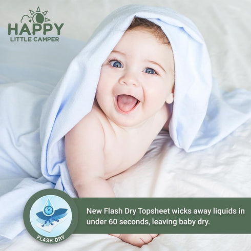 150 Count Happy Little Camper Natural Flushable Wipes - Hypoallergenic Wet Wipes with Aloe Vera, Chamomile