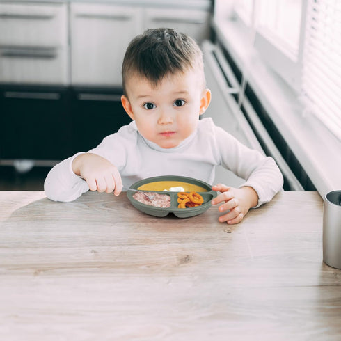 Eascrozn 3 Pack, 100% Toddler Plates Divided Suction Plates for Baby, Food Grade Silicone Baby Plates, Non-Slip, Baby