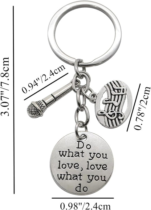 20PCS Microphone Keychain Musical Instrument Keychain, Inspirational Gift for Music Teacher Student Musicians