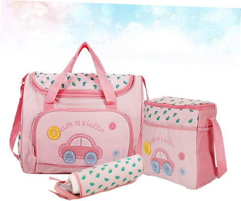 Hohopeti Set Mummy Multi-function Large Capacity Diaper Bag Stylish Tote Changing Pad Bottle Holder and Bag for Travel