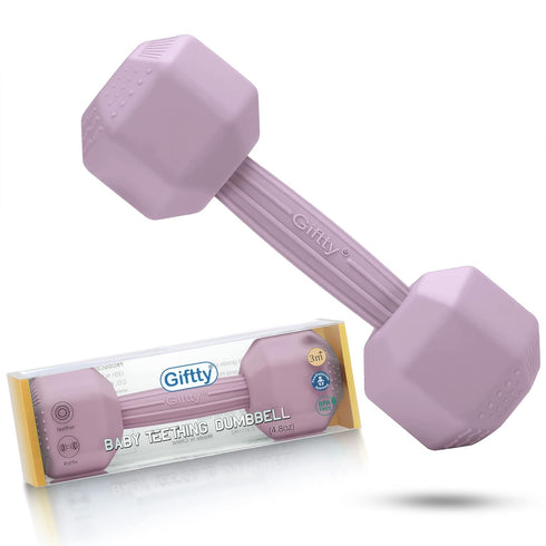 Giftty Baby Dumbbell Toy, Silicone Infant Rattle Teething Toy, Toddler Sensory Toy, Durable Safe Weight - Great Gift