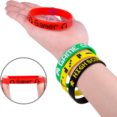 TUPARKA 18 Pcs Video Game Wristbands, Rubber Bracelet Party Supplies for Birthday Baby Shower Favors, 6 Styles