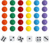 Large 18MM 30 Wahoo Board Game Replacement Marbles - 5 Each of 6 Colors, 6 Dice, and Play Bag for Aggravation Game
