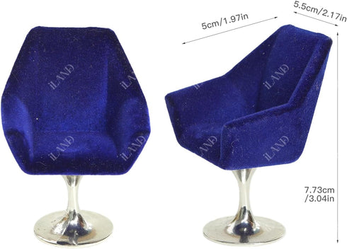 Set, iLAND Dollhouse Furniture and Accessories Miniature Swivel Chair & Carpet Modern for Dollhouse Livingroom (Dark