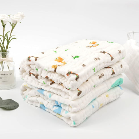 2 Pack, 100% 35"x35" T0405 babygoal Baby Bath Towel Muslin Cotton Hooded Towel for Newborn,Toddler,Infant, Absorbent
