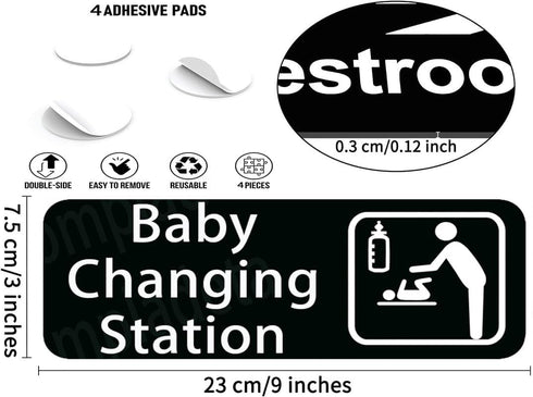 Compladeta 9 3 New Baby Changing Station Sign, x in with English and Symbol, Grey for Men, Women, Unisex