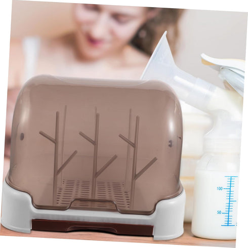 Countertops Baby Bottle Drying Rack with Dustproof Cover Compact Space-Saving Design for Kitchen Bottle Drainer