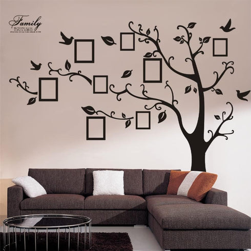 Large Family Tree Wall Decor, DIY Black Photo Frame Sticker Decal Art for Living Room Home Decor