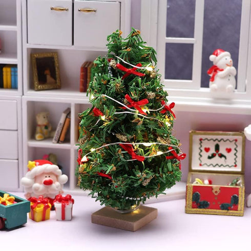 SXFSE 1:12 1 Dollhouse Decoration Accessories, Dollhouse Miniature Pc Mini Christmas Tree with Light
