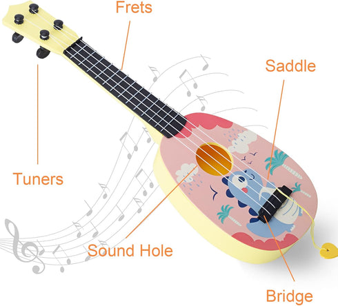 17 Inch 4 (17 inch YOLOPLUS+ Toddler Ukulele Guitar Toy Strings Mini Guitar for Kids - Children Musical Instruments