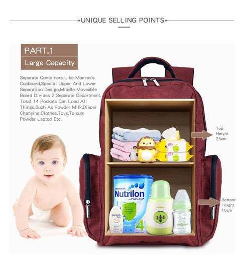 Insular Backpack Multi-Function Diaper Bag for Mom and Dad (Black)