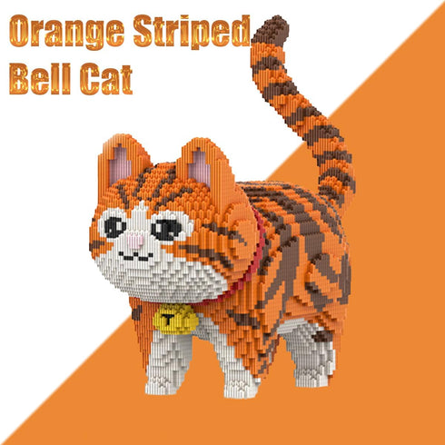 Set8000PCS HONLANCH Animal Orange Striped Bell Cat Micro Building Blocks Gift for Adult and Kid