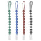 Silicone Pacifier Clip Holder, 4 Pack One Piece Soft Flexible Binky Clips for Boys, Birthday Gift