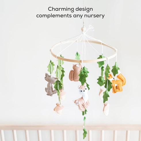 First Landings Baby Mobile for Crib - Forest Animal Nursery Mobiles - Gender Neutral Baby Nursery Decor - Woodland