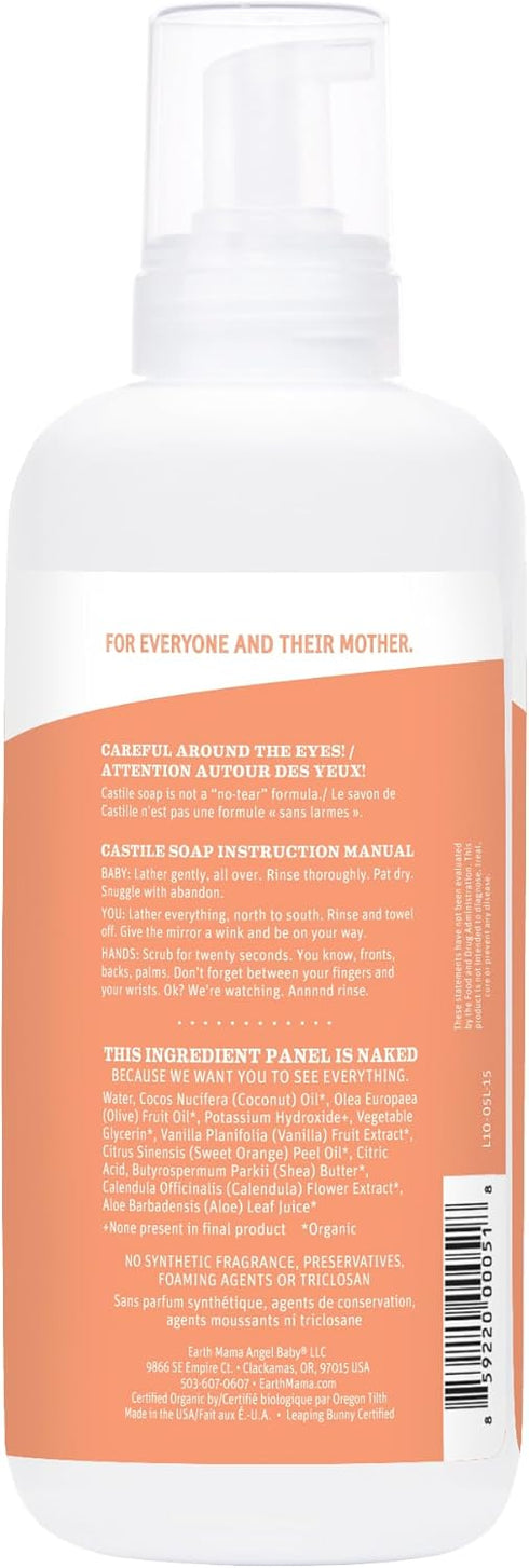 Earth Mama Sweet Orange Baby Wash Liquid Hand Soap Refill, Organic Body Wash, 34 fl oz