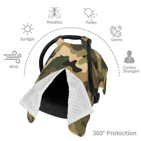 Beubebim Summer Brown Camo Baby Car Seat Canopy Soft Breathable Infant Carseat Cover Lightweight Baby Carrier Cover