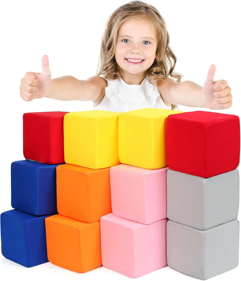 Foam Blocks for Toddlers, 12 Pieces Soft Building Blocks, Large Colourful Stacking Block Sets for Kids