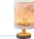 YYZZH Table Lamp Cute Cartoon Owl with Baby Child on Tree Branch Nightstand Lamp with Wood Base Fabric Lamp Shade