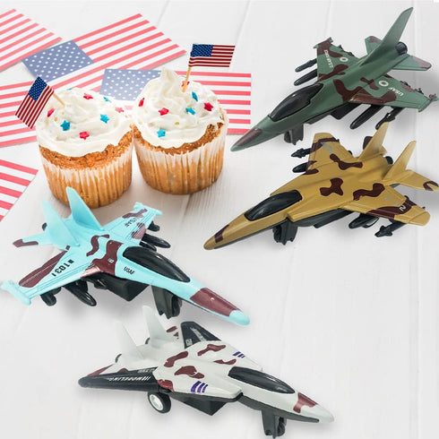 ArtCreativity United States Air Force Diecast Fighter Jet Toy Set of 4, Pullback Mechanism Metal Plane Toys for Boys
