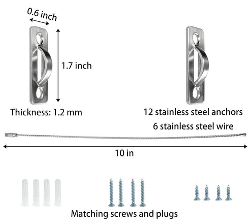 6 Sets Anti Tip Furniture Anchors - Baby Proofing Earthquake Straps, Secure to Wall Anchors for Home Safety