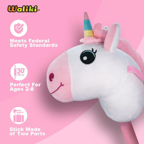 WALIKI Unicorn Stick Horse Toy - Cute Birthday Gift for 2-7 Year Old Girls