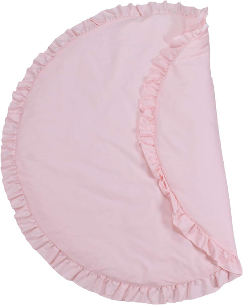 CVGAGIF 39.3 Inch, Pink Cotton Round Rug, Kids Play Mat & Tent, Machine Washable, Indoor Use