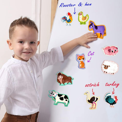 FARM Animal Magnets - Real LARGE Fridge Magnets for Toddlers, Educational Toys for 3 Year Olds