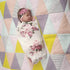 Newborn Girls Receiving Blanket and Headband Set, Flower Baby Swaddle Blankets, Infant Warm